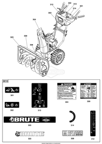 Decals Group Diagram and Parts List for 1696616-04 2017 Briggs and Stratton Snow Blower